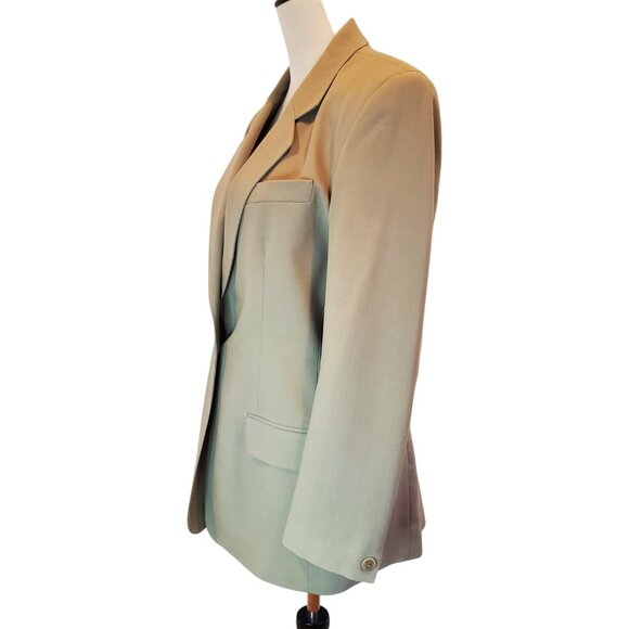 LANDS END SZ 8 Women 100% Wool Tan Khaki Single-Breasted Tailored Classic Blazer - Picture 5 of 11